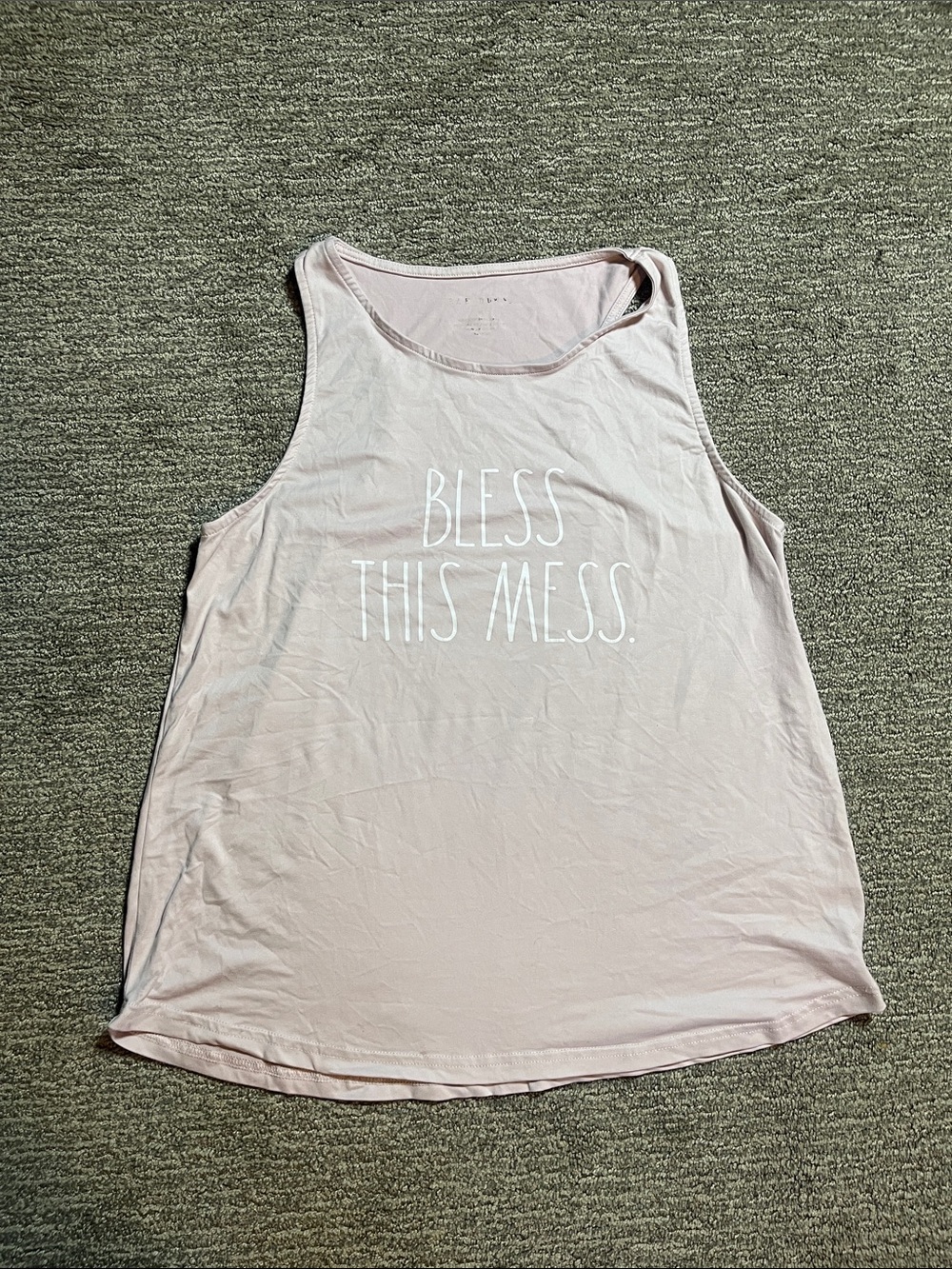 Rae Dunn Light Pink Tank Top "Bless This Mess"